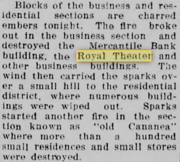 Royal Theater - April 22 1925 Fire (newer photo)
